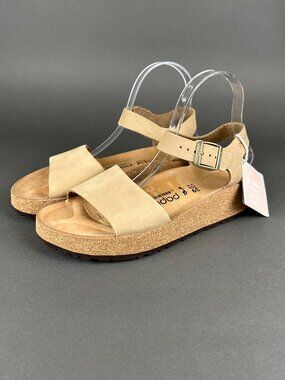 Papillio by Birkenstock Glenda Platform Wedge Sandal Sandcastle Nubuck US 8 NWOT